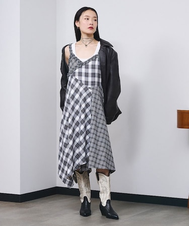 MIXED CHECK DRESS