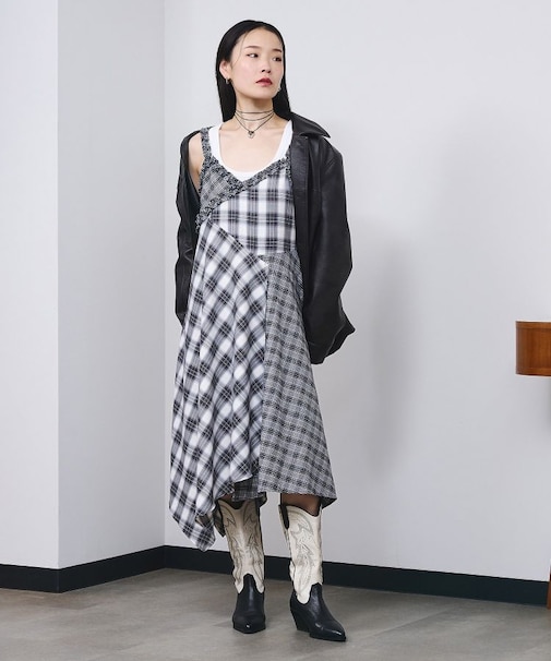 MIXED CHECK DRESS