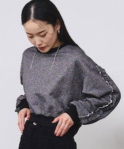 LAME RUFFLE SLEEVE SWEAT