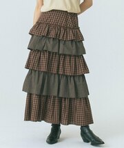 CHECK TIERED SKIRT