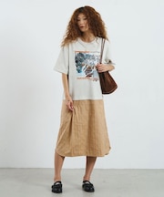 REGIMENTAL STRIPE SKIRT GRAPHIC DRESS