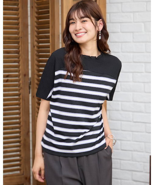 先染めボーダードルマンTシャツ