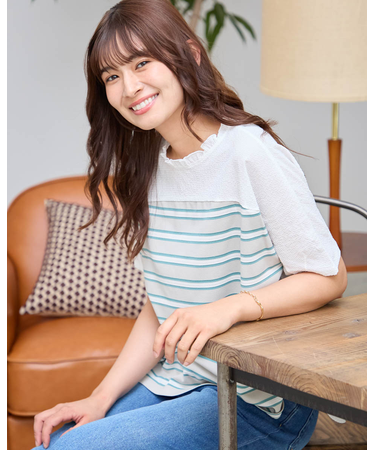 先染めボーダードルマンTシャツ