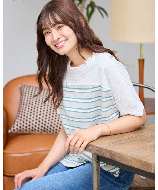 先染めボーダードルマンTシャツ