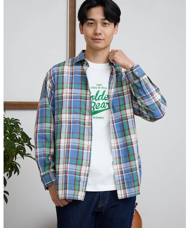 先染めチェックシャツ