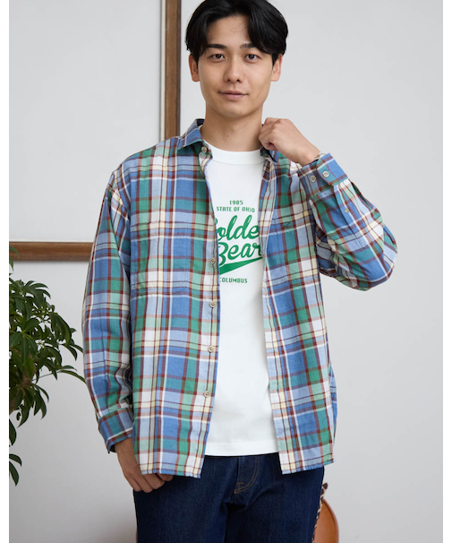 先染めチェックシャツ