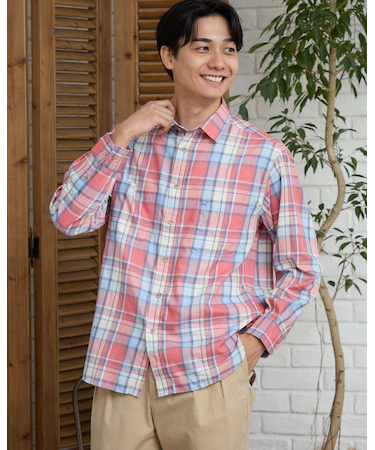 先染めチェックシャツ