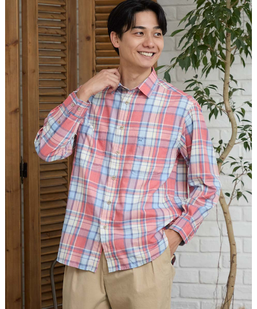 先染めチェックシャツ