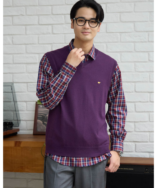 無地Vネックベスト