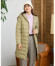 洗える軽量ダウンロングコート