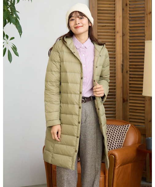 洗える軽量ダウンロングコート