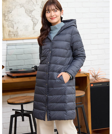 洗える軽量ダウンロングコート