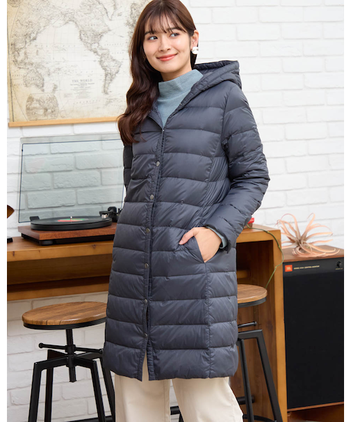 洗える軽量ダウンロングコート