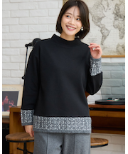 ニット付きプルオーバー