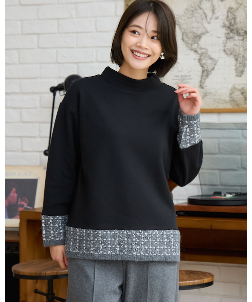 ニット付きプルオーバー