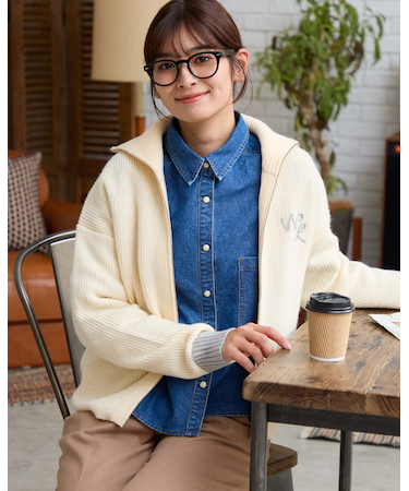 ZIPアップカーディガン