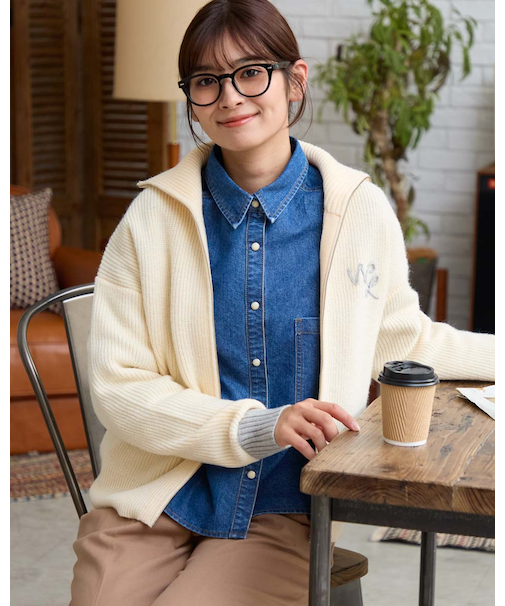 ZIPアップカーディガン