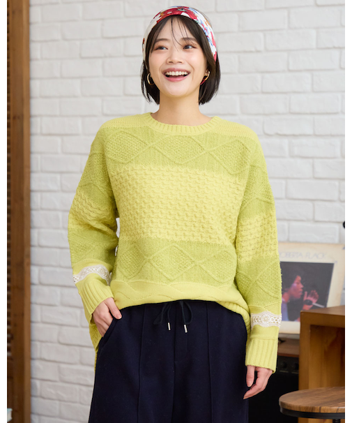 ケーブルニットプルオーバー