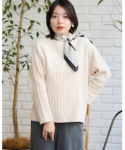 柄編みプルオーバー