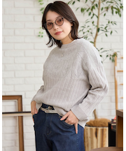 柄編みプルオーバー