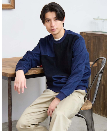 切替クルーネックスウェット