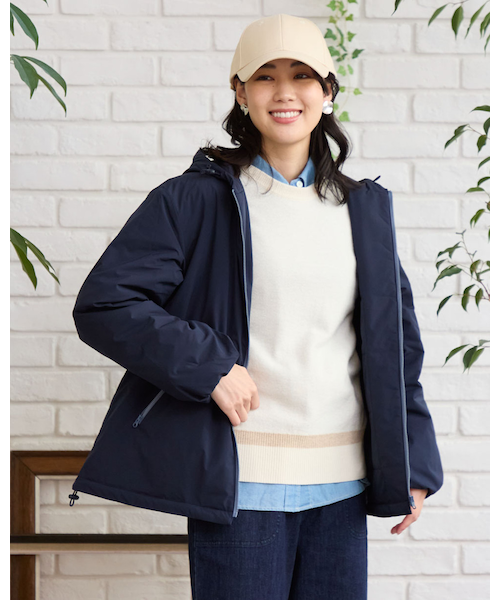 Bonpoint フード付きネイビーアウター 3A 中綿フードジャケット｜ゴールデンベアの通販｜&mall（アンドモール