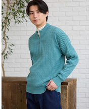 ハーフZIPケーブルニット