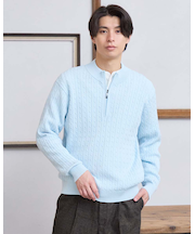 ハーフZIPケーブルニット