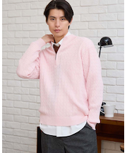 ハーフZIPケーブルニット