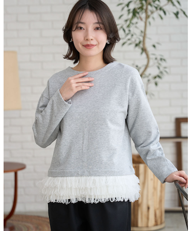 裾フリンジカットソー