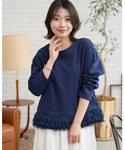 裾フリンジカットソー