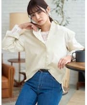 ストライプフリルシャツ