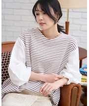 布帛ドッキングワッフルカットソー