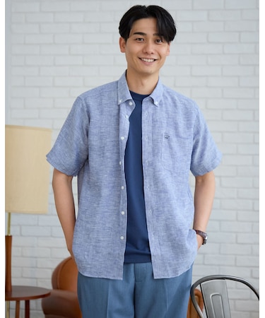 フレンチリネン半袖シャツ