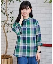冷感チェックシャツ