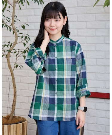 冷感チェックシャツ