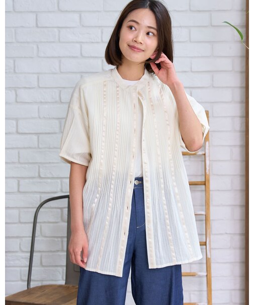 タックロングブラウス