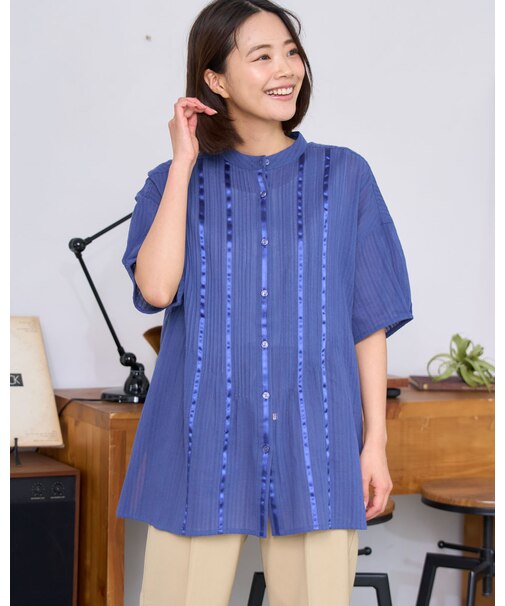 タックロングブラウス