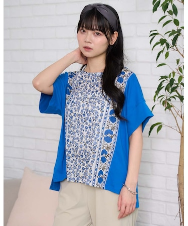 オーガニックコットンプリント切替Tシャツ