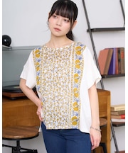 オーガニックコットンプリント切替Tシャツ