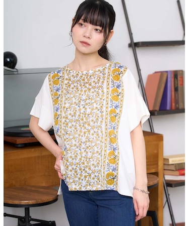 オーガニックコットンプリント切替Tシャツ