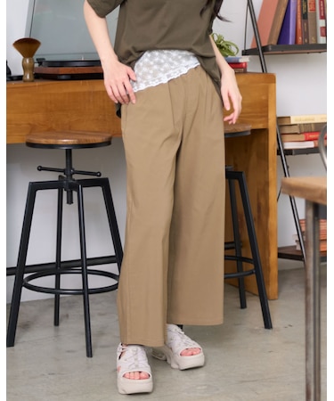 ストレッチリブ付ガウチョパンツ