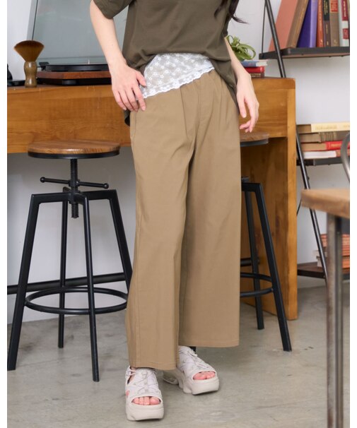 ストレッチリブ付ガウチョパンツ