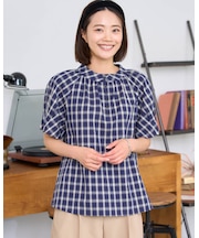 オーガニックコットンハイネックブラウス