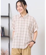 接触冷感チェックシャツ