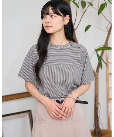 接触冷感シアサッカーTシャツ