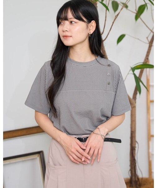 接触冷感シアサッカーTシャツ
