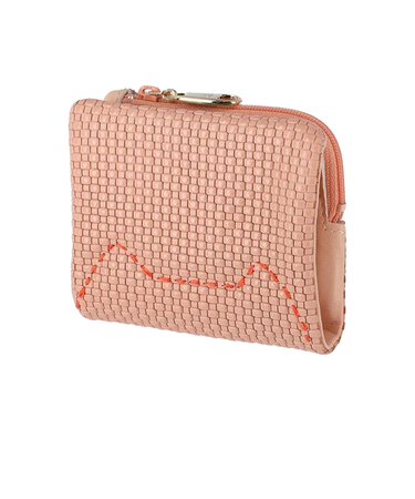 57891エンボスメッシュ 2つ折り財布 スリムタイプ ネコステッチ [tsumori chisato CARRY][ツモリチサト キャリー]