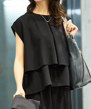 【エニデイカセット・サマー】ジョーゼットタックフレアーブラウス