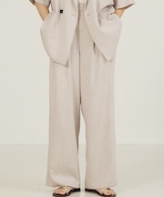 【大人気半袖ジャケットにセットアップ対応!】リネンライクタックワイドパンツ/WE